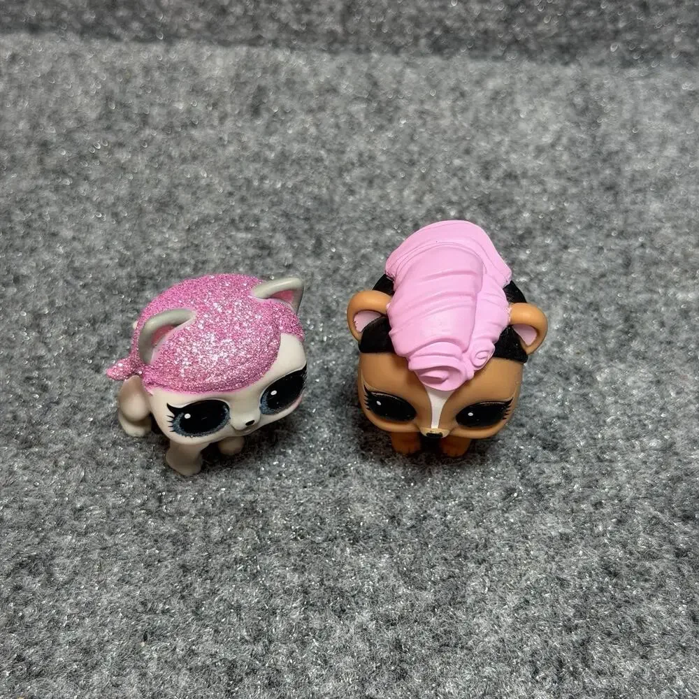 MGA LOL Surprise Dog & Cat Lot Of 2 Mini Toy Figures Loose 2016 Glittery Rare